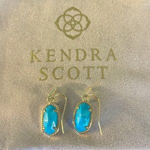 Kendra Scott Lee Gold Drop Earrings in Light Blue
